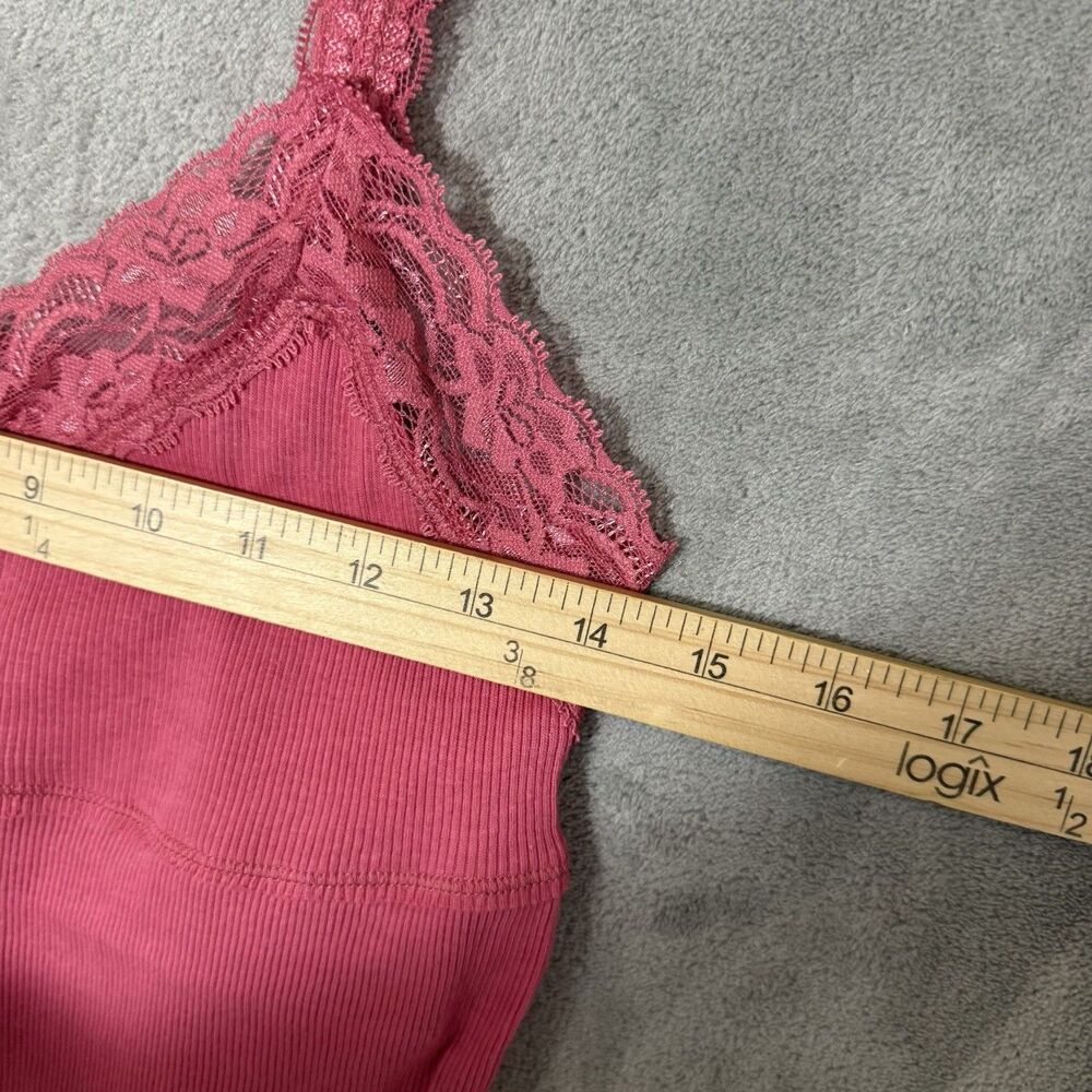 Vintage Y2K Lace Cami L Pink Fitted Built In Bra Cottage Fairy Core Lace Tank - Picture 5 of 7